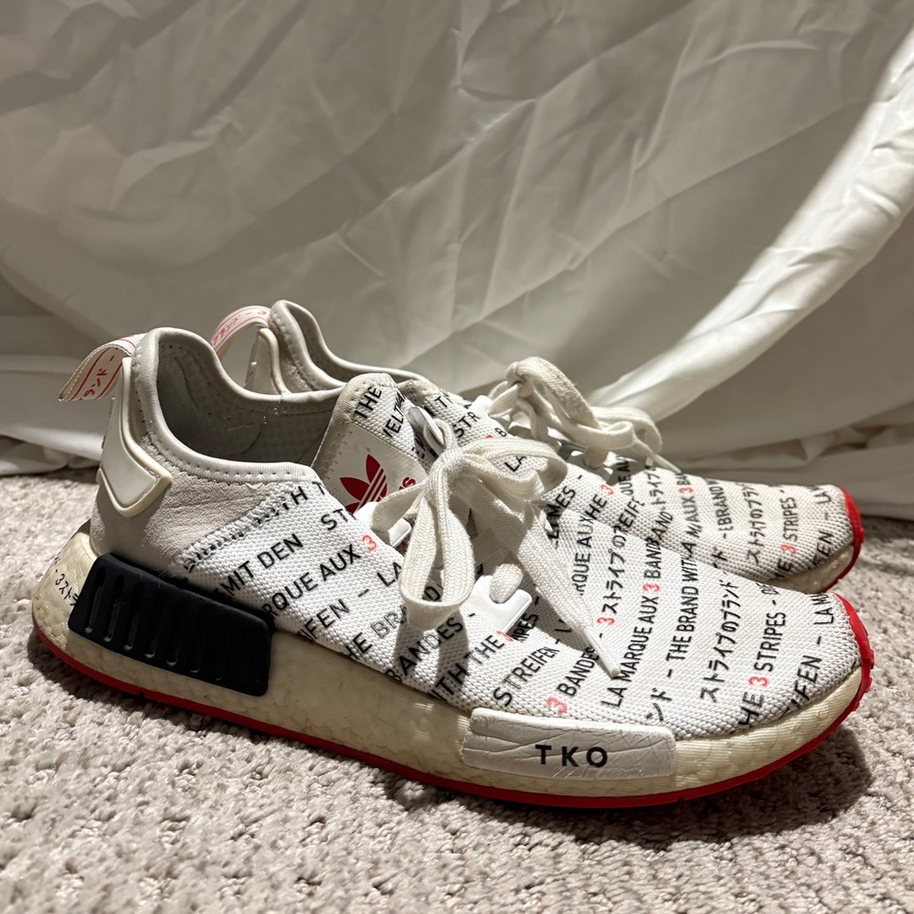 Men’s Adidas White TKO NMD R1 Sneakers